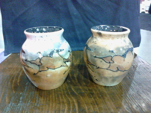 Sara Vase   (shown as a pair, Pink [left} and Brown)